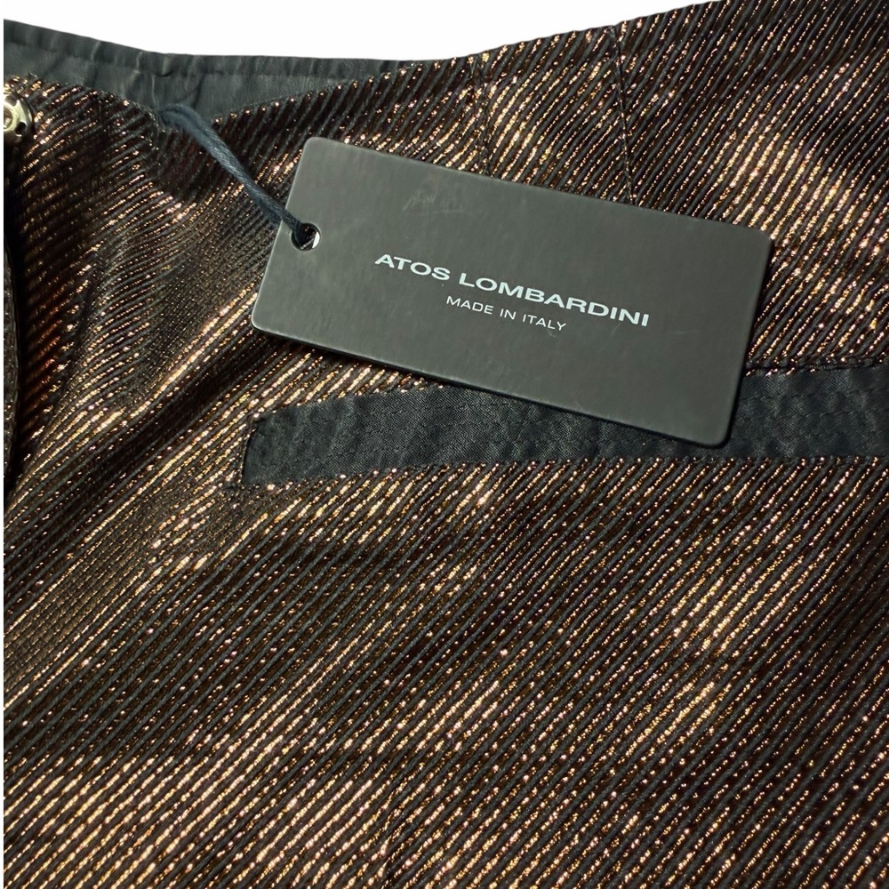 NWT Atos Lombardini Metallic Brown Wide-Leg Bermuda Women’s Shorts Sz 40 - Picture 3 of 15
